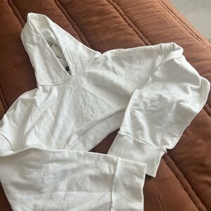 Danielle Guizio Cropped off White Hoodie - Clean Minimal Style L